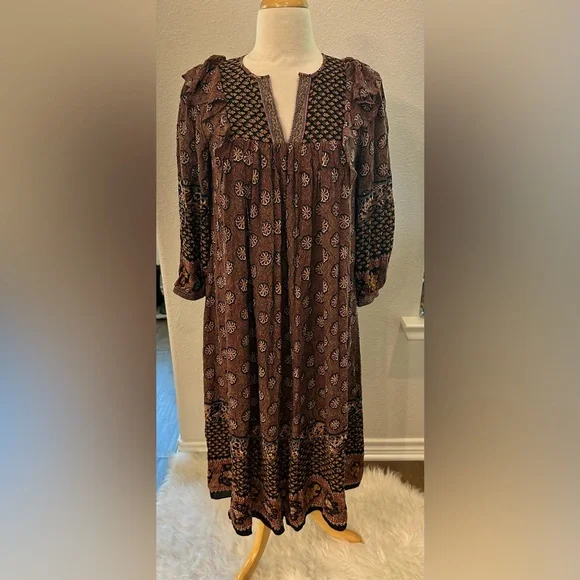FRYE Jenna Bohemian Aniversary Collection ruffle midi dress Size XS - Picture 2 of 10
